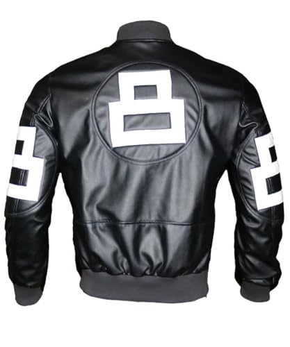 8 Ball Pool Bomber Jacket- Faux Leather Seinfeld David Puddy Eight ball Lettermen Jacket - 90's Leather Bomber Jacket