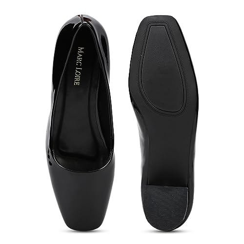 Image of Marc Loire Women Square Toe Solid Block Heel Pumps for Office, Party and Formal Wear