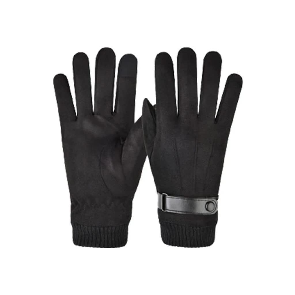 Xzeit Manoplas más cálidas, guantes cálidos de invierno, forro polar de invierno para hombres y mujeres, guantes cálidos para pantalla táctil, guantes de conducción, guantes térmicos de cuero (color: