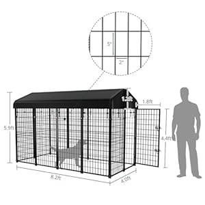 Dog Kennel Outside with Roof, 8'x6'x4' Outdoor Dog Kennels for Large Dogs, Heavty Duty Welded Dog Crate Playpen with UV-Resistant Waterproof Cover Dog Kennel Outside with Roof 8x6x4 Outdoor Dog Kennels for Large Dogs Heavty Duty Welded Dog Crate Playpen with UV Resistant Waterproof Cover