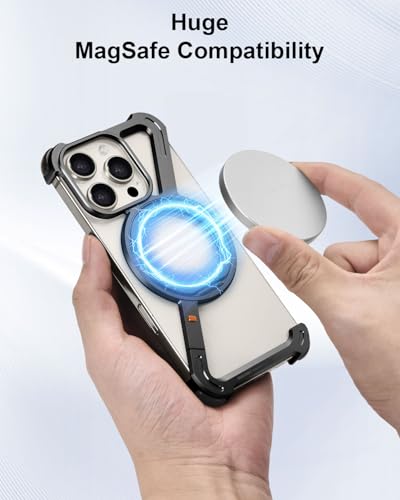 Coque iPhone 16 Pro sans cadre antichoc béquille rotative noire