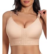 SHAPELLX Post Surgery Bras for Womem Front Closure Mastectomy Bras Wireless Compression Bra with ...