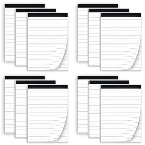 12 Pack Note Pads 4 x 6 Inch small notepads for Business Office Legal Pads, White Small Notepads Writing Pad Mini Notepad with 30 Sheets Lined Paper in Each Note pad