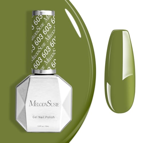 Image of MelodySusie Green Gel Nail Polish,0.5fl oz Nails Soak Off UV LED Oliver Green Gel Polish Gift for Women Nail Art Manicure Salon DIY Nail Design Decoration at Home-603-A2303