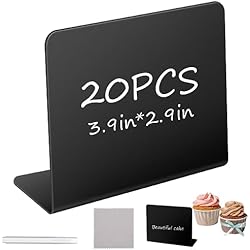Precios De Canapés 20 Pizarra Mini Pizarra Pequeña, Mini Letreros de Pizarra de Pie, Letrero de Tiza Acrílica para Alimentos, con 1 Bolígrafo y 1 paño., para Etiquetas de Precios, Etiquetas de Alimentos