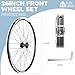18/20/24 Inch Bicycle Wheelset - 14Gx32H Spokes with ED Brass Nipples - 100mm Front/135mm Rear QR Hubs - 6-Bolt Disc Brake Compatible Release for 6-9 Speed Bikes (Front, 26 inch)
