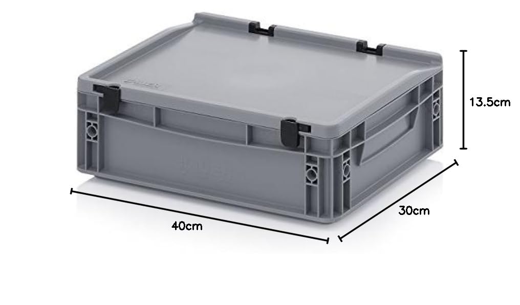 Auer Packaging 2x Eurobehälter 40 x 30 x 13,5 mit Scharnierdeckel inkl. gratis Zollstock * 2er Set
