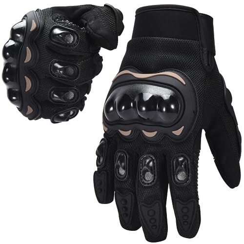 Enovoe Motorcycle Gloves - Versatile Riding Gloves for Motorcycling, Hiking, and Climbing - Padded Motorcycle Riding Gloves - Adjustable Straps for Secure Fit and Non-Slip Grip - Pair of Medium-Black