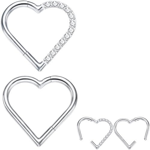 Nose Ring Hoop Heart Clicker Cartilage Surgical Steel Daith Earrings Septum Clicker Ring Hoop 16G Rook Cartilage