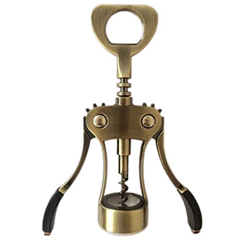 aibileec Wisdom Wing Corkscrew Wine and Bottle Opener for cork and cap antique bronze color