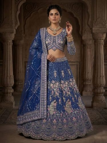 Image of Lehenga choli For Womens and Girls Soft Butterfly Net Lehenga Choli with Coding Sequins Work Dupatta | Semi Stitched Designer Ethnic Set