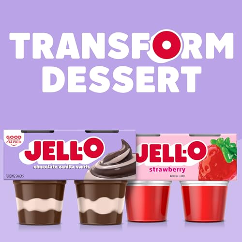 Jell-O Original Chocolate Vanilla Swirls Artificially Flavored Ready-to-Eat Pudding Snack Cups, 4 ct Cups