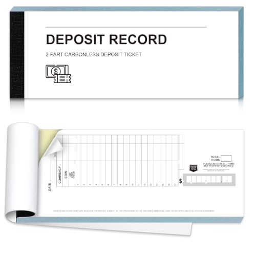 Deposit Tickets 2-Part Carbonless Bank Deposit Slips 150 Tickets