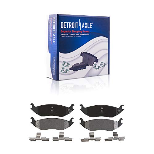 Image of Detroit Axle - Brake Kit for 2002-2005 Dodge Ram 1500, 2005-2006 Durango, Drilled Slotted Brake Rotors Ceramic Brakes Pads Front Brake Calipers Replacement [13.23 inch Front & 13.86 inch Rear Rotors]