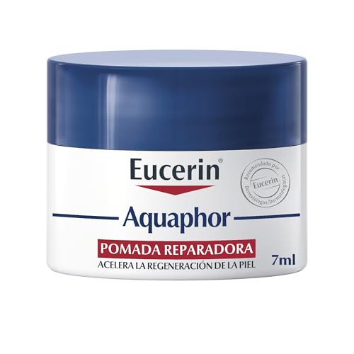 Eucerin Aquaphor Pomada Reparadora 7 ml - Pomada Cicatrizante para la Piel Dañada y Seca - Bálsamo Labial Reparador con Pantenol y Bisabolol que Calma y Regenera - Para Piel Sensible - Sin Alcohol