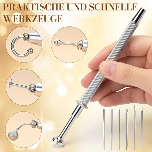 7 Stück Piercing Set, Piercing Taper Insertion Wechselhilfe, Piercing Zubehör Für Ohr Und Nase Piercing Einführhilfe Nadel, Zum Gewindelosen Einschieben von Tragus Helix Lippe Nase Knorpel