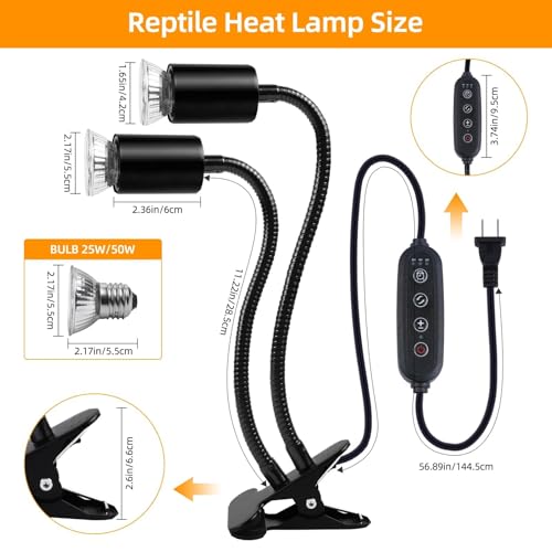 Image of Turtle Basking Light (Cycle Timer), Tortoise Lamp UVA UVB Heat Bulbs -2 Pack 50W+ 2 Pack 25W, 360Rotatable Turtle UVA /UVB Basking Heat Light Bulb for Lizard, Beared Dragon