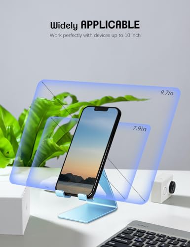 Image of Aoviho Cell Phone Stand for Desk, Aluminum Phone Holder, Sky Blue | Built to Last, Hands-Free Viewing, Fits iPhone 17 /16 /15 Series & Samsung Galaxy, Ideal for Home & Office