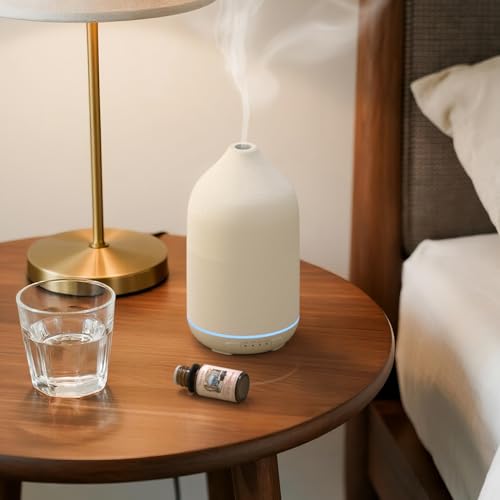 SALKING 200ml Ceramic Essential Oil Diffuser, Stone Diffusers for Essential Oils, Ultrasonic Aromatherapy Diffusers with with 7-Color LED Lights Timers, for Office Bedroom Home (White) SALKING 200ml Ceramic Essential Oil Diffuser, Stone Diffusers for Essential Oils, Ultrasonic Aromatherapy Diffusers with with 7-Color LED Lights Timers, for Office Bedroom Home (White)