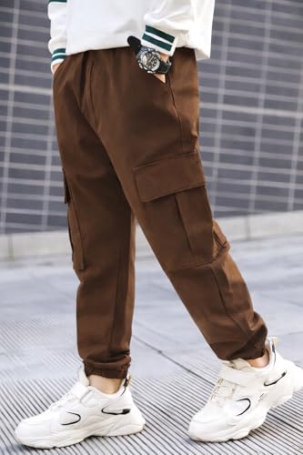 Image of ADBUCKS Boys' Cotton Cargo Joggers - Soft, Casual Pants with Pockets II Boy's Relaxed Cargo Joggers Pants for Boy