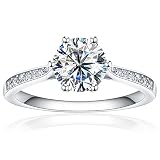 SAMIOVJ 1ct 1.5ct 2ct Moissanite Engagement Rings for Women, D Color Round Solitaire Lab Created Dia
