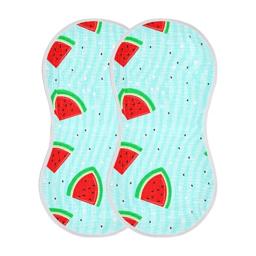 Burbuja Watermelon Slices Muslin Baby Burp Cloths, Soft & Absorbent Cotton Burping Rags for Newborn Boys & Girls, 2 Pack