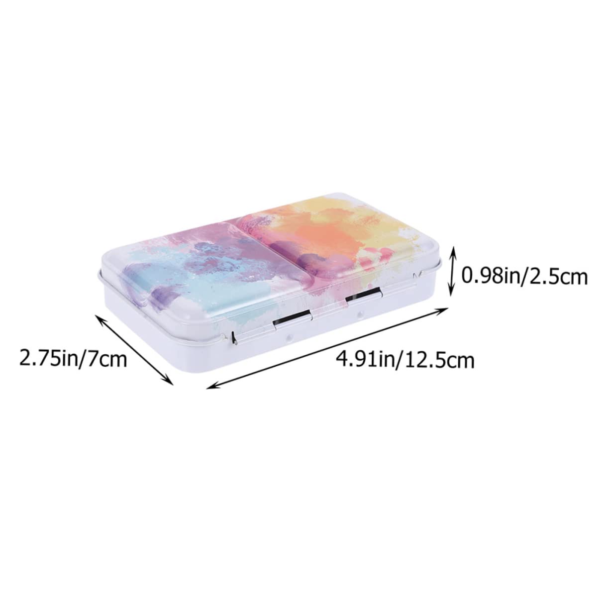 Housoutil Compact Watercolor Pigment Box Portable Art Paint Tin Case Storage Compartment