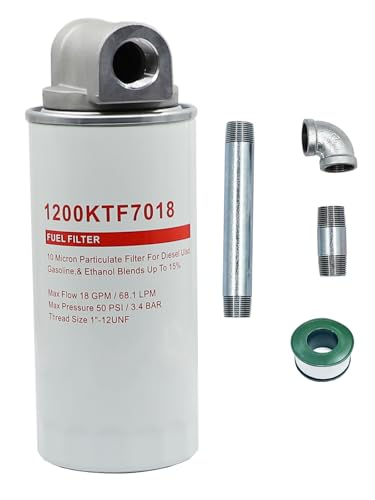 1200KTF7018 Fuel Filter Assembly for Transfer Pump FR112 FR1210G FR610G 18 GPM 3/4 with 1200KTG9075 Filter Head and 3/4 ST Elbow and 3/4 x 7 Nipple