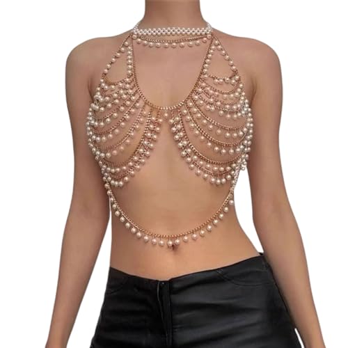 Cadena de sujetador de perlas para festivales y fiestas de noche
