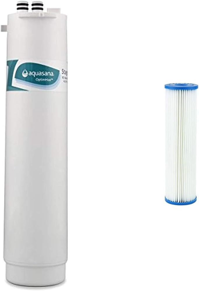 Aquasana AQ-RO3-RO Replacement Under Sink Water Filter, 1 Count (Pack of 1), White & EQ-PFC.35 Replacement Post Whole House Water Filter Systems, 1 Count (Pack of 1), White