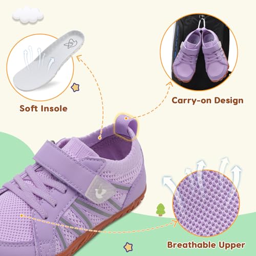 LeIsfIt Kids Girls Boys Shoes Wide Barefoot Shoes Lightweight Anti-Slip Hiking Sneakers for Walking Climbing Sports Training Purple 4 Big Kid by LeIsfIt - Used condition - Image 6