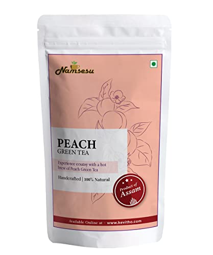 Image of Namsesu Peach Green Tea Loose Leaves 50gm Pack | Boost Immunity, Helps Weight Loss | 25-27 Cups