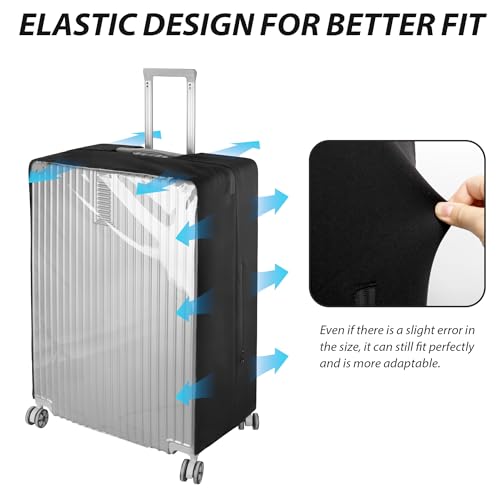 Veki Clear Suitcase Covers for Luggage, PVC Luggage Cover, No Need To Remove, Dust Cover for 18-30 Inches Suitcase (Black, 28)4