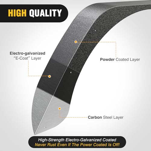 Image of Nilight Off-Road Fender Flares Kit Compatible with 1997 1998 1999 2000 2001 2002 2003 2004 2005 2006 Wrangler TJ & LJ Heavy-Duty Solid Steel Black Textured Front Rear Flat 4 PCS