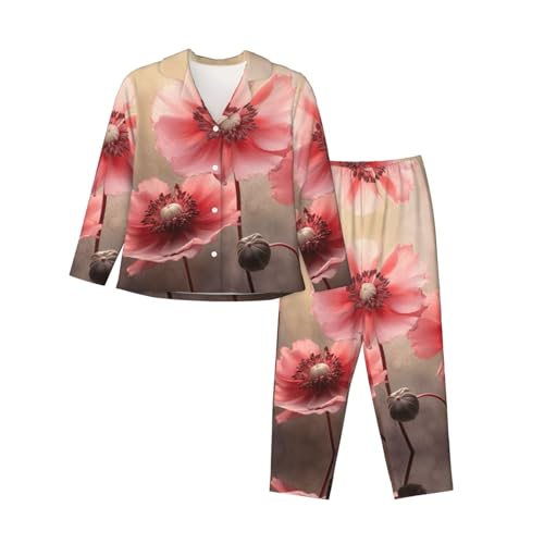 Pyjama femme 3 fleurs colorées EdWal ensemble pantalon et chemise nuit