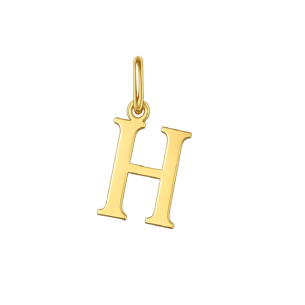 Rodium – Buchstabenanhänger H aus 585er Gelbgold – 14-Karat-Initialen-Anhänger für Halskette oder Armband – Geschenk für Frauen – hergestellt in Italien