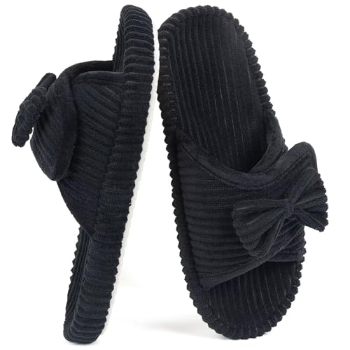 House Slippers for Woman with Arch Support–Womens Open Toe Adjustable Slippers, Orthopedic Shoes for Home Indoor, Cute Ladies Slides for Bedroom Non Slip 5-12