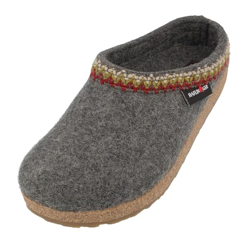 Image of HAFLINGER Grizzly Zigzag Felt Clog Wool Slipper