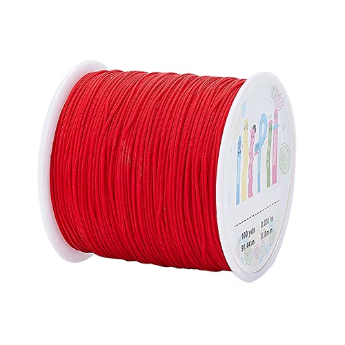 PH PandaHall 98 Yards 0.8mm Nylon Beading String Bracelet String Red Thread Chinese Knotting Cord Nylon Kumihimo Macrame Thread for Keychain Jewelry Making Braided Lift Shade Cord for Blind Windows