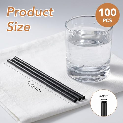 Pitillos negros cortos para cóctel 100 unidades plástico miniatura 2