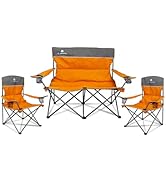 CAMPHILL Camping Chair Set of 3, Outdoor Folding Camping Chairs for Heavy People with Cup Holder ...