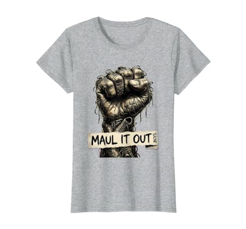 Maul It Out Boys Rugby Graphic Design T-Shirt, Women, Heather Grey, X-Large