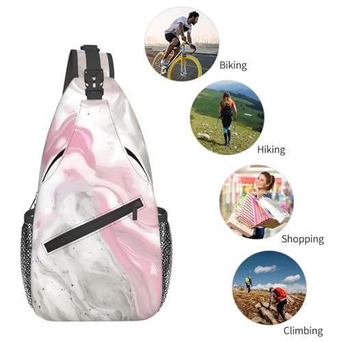 Morrales sling con estampado mármol para viaje y trekking miniatura 6