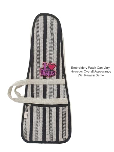 Image of The House of tara Modern Ukulele Bag | Ethnic Handloom Fabric Bag for Concerts | Multicolor | with External Zipper Pocket | Waterproof Padded Case | for Men and Women | Light Grey 2