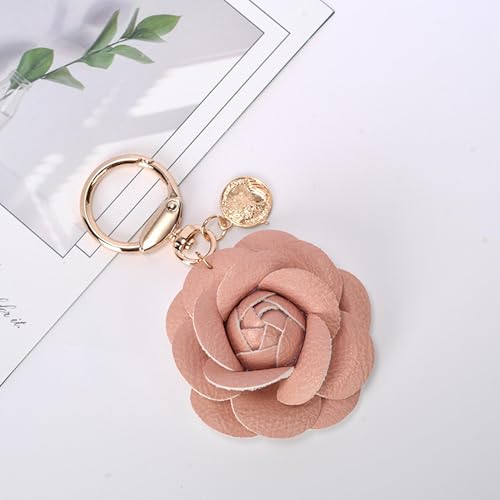 Cute Bag Purse Charms for Handbags White Pink Black Flower Leather Keychain Birthday Christmas Gifts 6
