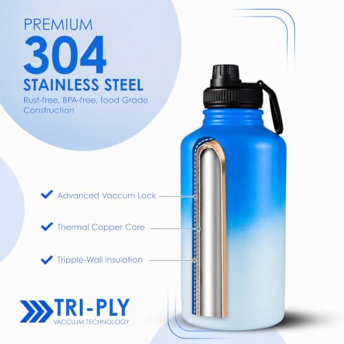 Image of DOCAT Water Bottle 1 Litre, Stainless Steel Sipper Water Bottle, Leak Proof Lid, Rust Proof, 24 Hours Hot and Cold Thermosteel Vacuum Insulated Water Bottle for Travel, Home, Gym, Office
