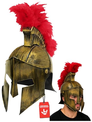 Nicky Bigs Novelties Knight Helmet, Roman Soldier Helmet, Spartan Helmets, Gladiator Helmets, Gladiator Costume Men, Roman Soldier Costume Accessory - Gold And Red