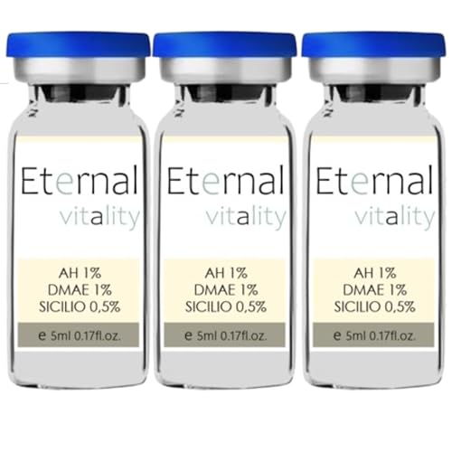 Vial Facial Ácido Hialurónico 1%, DMAE 1% y Silicio 0.5% - Hidratación Intensa y Firmeza - Revitaliza y Fortalece la Piel - x3 Vial 5 ml