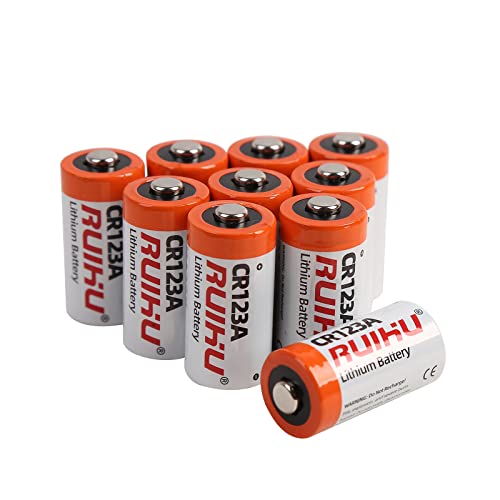 RUIHU CR123A Lithium Battery 10-Pack 3V 1500mAh