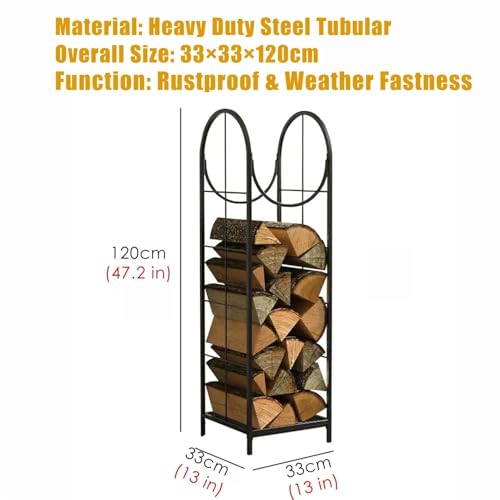 Support robuste pour bûches extérieur avec étagères de rangement pour bois - 4